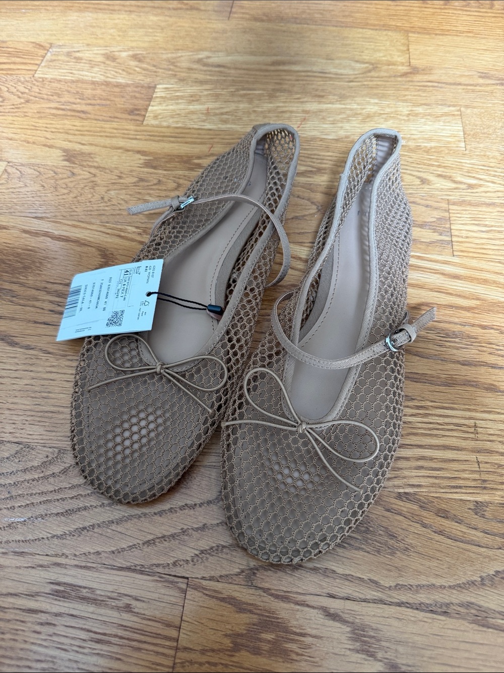 NWT Mango MNG Buckle Strap Fishnet Ballet Flat Size EU 41 / US 9.5 - Picture 2 of 10